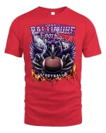 Baltimore Football T-Shirt - Fierce Raven Game Tee - red t-shirt on white background