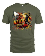 March Madness T-Shirt - Basketball Slam Dunk Tee - military green t-shirt on white background