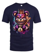 Gangster Bear T-Shirt - Money King Crowned Street Tee - navy t-shirt on white background