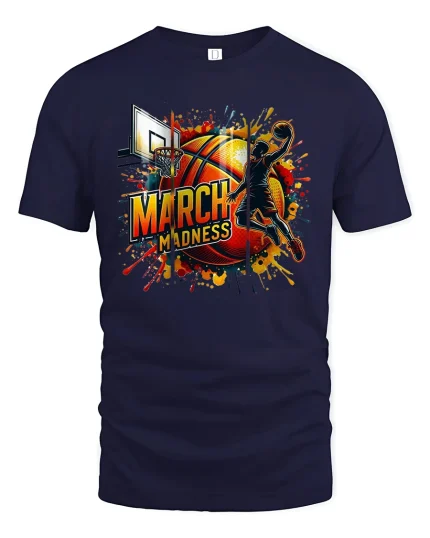 March Madness T-Shirt - Basketball Slam Dunk Tee - navy t-shirt on white background