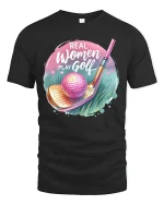 Real Women Play Golf Graphic Tee - Cute Pink Golf Tshirt Gift - black t-shirt on white background