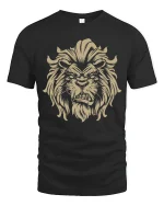 Fierce Lion Head Tee Bold Wild King of the Jungle Graphic Tshirt - black t-shirt on white background