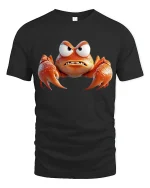 Angry Orange Crab Tee Funny Cartoon Sea Creature Graphic Tshirt - black t-shirt on white background