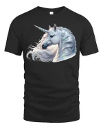 Majestic Unicorn Tee Elegant Fantasy Horse Art Graphic Tshirt - black t-shirt on white background