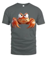 Angry Orange Crab Tee Funny Cartoon Sea Creature Graphic Tshirt - gray t-shirt on white background