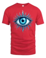 Mystic Blue Eye Tee Radiant Spiritual Vision Graphic Tshirt - red t-shirt on white background