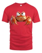 Angry Orange Crab Tee Funny Cartoon Sea Creature Graphic Tshirt - red t-shirt on white background