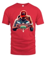 Football Fan Tee Cool Stadium Glow Hoodie Style Graphic Tshirt - red t-shirt on white background