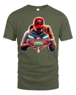 Football Fan Tee Cool Stadium Glow Hoodie Style Graphic Tshirt - military green t-shirt on white background