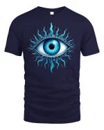 Mystic Blue Eye Tee Radiant Spiritual Vision Graphic Tshirt - navy t-shirt on white background