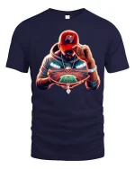 Football Fan Tee Cool Stadium Glow Hoodie Style Graphic Tshirt - navy t-shirt on white background