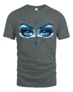Blue Music Eyes Art Design Mysterious Beauty Tee - gray t-shirt on white background