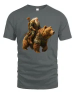 Viking Warrior Riding Bear Epic Fantasy Art T-Shirt - gray t-shirt on white background