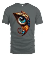 Steampunk Cat Eye Abstract Art Fantasy T-Shirt - gray t-shirt on white background