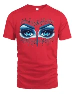 Blue Music Eyes Art Design Mysterious Beauty Tee - red t-shirt on white background