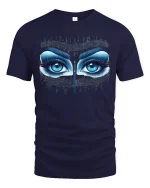 Blue Music Eyes Art Design Mysterious Beauty Tee - navy t-shirt on white background