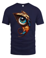 Steampunk Cat Eye Abstract Art Fantasy T-Shirt - navy t-shirt on white background