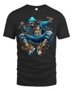 Street Rapper in Hoodie Urban Hip Hop Style T-Shirt - black t-shirt on white background