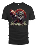 Tribal Warrior Football Money Power Graphic T-Shirt - black t-shirt on white background