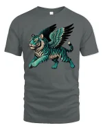 Flying Tiger Spirit Mythical Power Fantasy Art T-Shirt - gray t-shirt on white background