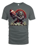 Tribal Warrior Football Money Power Graphic T-Shirt - gray t-shirt on white background