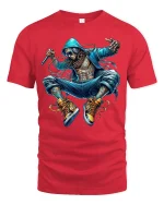 Street Rapper in Hoodie Urban Hip Hop Style T-Shirt - red t-shirt on white background