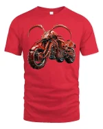 Red Lobster Motorcycle Fantasy Machine Rider T-Shirt - red t-shirt on white background