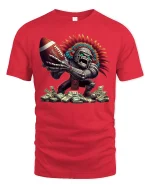 Tribal Warrior Football Money Power Graphic T-Shirt - red t-shirt on white background