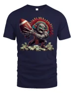 Tribal Warrior Football Money Power Graphic T-Shirt - navy t-shirt on white background