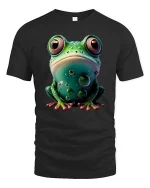 Cute Bubble Frog Tee Big Eyed Colorful Amphibian Shirt - black t-shirt on white background