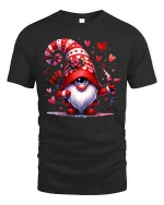Valentine Cupid Gnome Tee Cute Heart Archer Tshirt - black t-shirt on white background