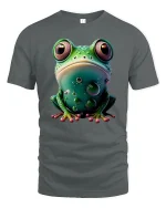 Cute Bubble Frog Tee Big Eyed Colorful Amphibian Shirt - gray t-shirt on white background