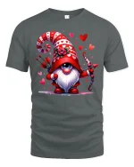 Valentine Cupid Gnome Tee Cute Heart Archer Tshirt - gray t-shirt on white background