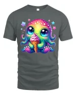 Kawaii Rainbow Octopus Ice Cream Cute Summer Graphic Tee - gray t-shirt on white background