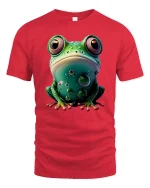Cute Bubble Frog Tee Big Eyed Colorful Amphibian Shirt - red t-shirt on white background