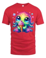 Kawaii Rainbow Octopus Ice Cream Cute Summer Graphic Tee - red t-shirt on white background