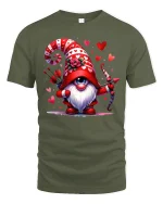 Valentine Cupid Gnome Tee Cute Heart Archer Tshirt - military green t-shirt on white background