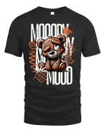 Moody Teddy Bear Graphic Tee for Cool Vibes - black t-shirt on white background
