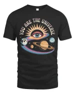 You Are The Universe Cosmic Eye Graphic Tee - black t-shirt on white background