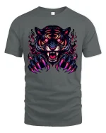 Fierce Neon Tiger Claw Graphic Tee for Men and Women - gray t-shirt on white background