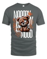 Moody Teddy Bear Graphic Tee for Cool Vibes - gray t-shirt on white background