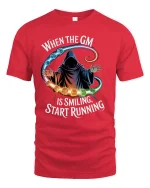 When the GM Is Smiling Funny RPG Gamer Tee - red t-shirt on white background