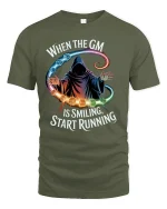 When the GM Is Smiling Funny RPG Gamer Tee - military green t-shirt on white background