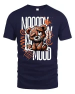 Moody Teddy Bear Graphic Tee for Cool Vibes - navy t-shirt on white background