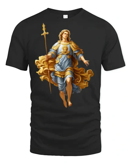 Archangel Warrior Divine Light Graphic Tee Unisex - black t-shirt on white background