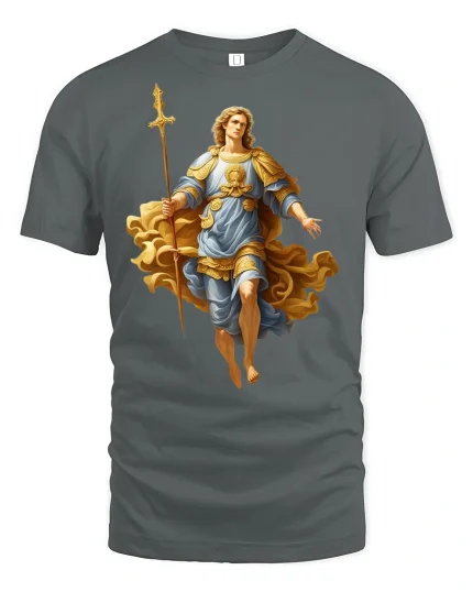 Archangel Warrior Divine Light Graphic Tee Unisex - gray t-shirt on white background