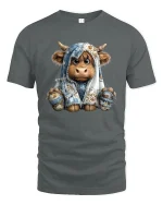 Cozy Highland Cow Wrapped in Blanket Cute Tee Unisex - gray t-shirt on white background