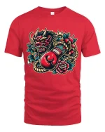 Fierce Wolf Boxing Art Tee With Bold Tattoo Style Energy - red t-shirt on white background