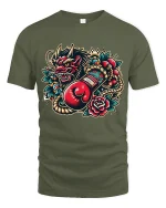 Fierce Wolf Boxing Art Tee With Bold Tattoo Style Energy - military green t-shirt on white background