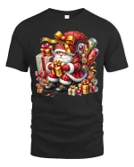 Classic Christmas Santa Gifts Tee With Festive Holiday Magic - black t-shirt on white background